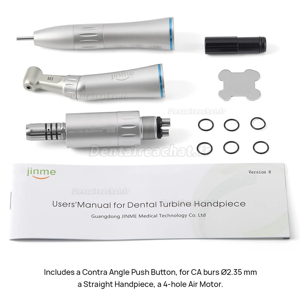 Kit de pi&egrave;ces &agrave; main basse vitesse Jinme LN : contre-angle, pi&egrave;ce &agrave; main droite et moteur &agrave; air 4 trous